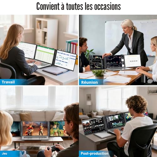 siaviala Ultraslim Laptop Screen Extender, Triple Monitor 14 Inch, 1080P FHD Screen Extension for Laptops, Ultra-Light Travel Screens for Laptops 13.3 to 17.3 Inches