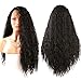Helene Glueless Lace Front Wigs Long Curly Natural Wave Realistic Looking Synthetic Lace Front Wig Natural Hairline Heat Resistant Fiber Wig for Women with Baby Hair (24 Inch Black Color)