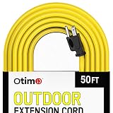 Otimo 50 Ft 14/3 Outdoor Heavy Duty Extension Cord - 3 Prong Extension Cord, Yellow