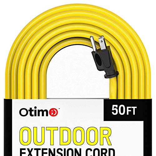 Otimo 50 Ft 14/3 Outdoor Heavy Duty Extension Cord - 3 Prong Extension Cord, Yellow