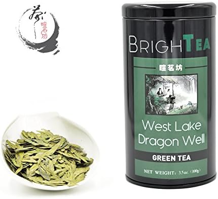 Brightea Supreme Green Tea Loose Leaf Mingqian West Lake Dragon Well Xihu Long Jing 3.5 Oz Best Gift for Tea Lovers