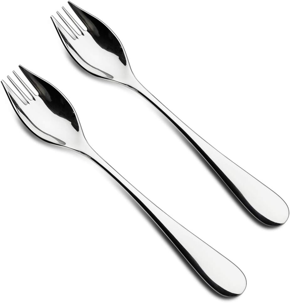 DMAR 18/10 Stainless Steel Sporks Set, 2 Pcs Buffet Forks, Silverware