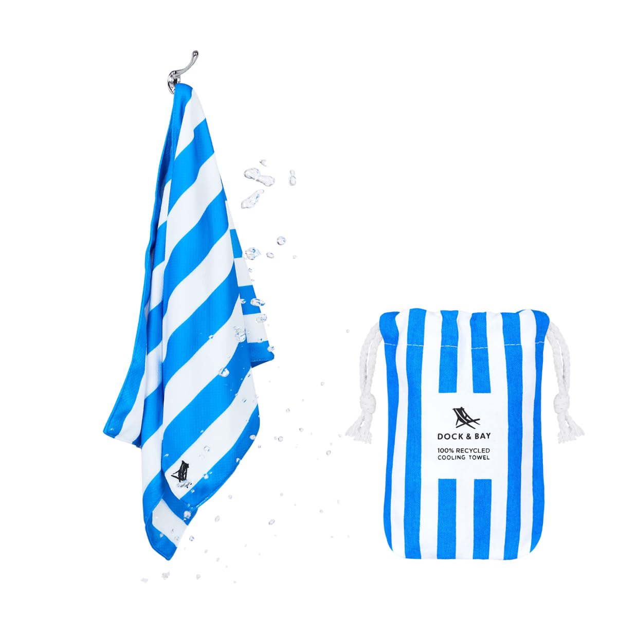 Dock & Bay QuickCool Cooling Towel - For Workouts & Sports - Cools to 15°C - Includes Bag - 25" x 12"/ 63x29cm - Bondi Blue