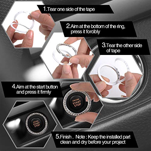 image for Onwon 2 Pack Car Engine Start Stop Rhinestone Decoration Auto Start De