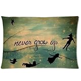 Cartoon Peter Pan Never Grow Up Custom for Queen Size 20 X 30 Inches(51 X 76 cm) Twin Sides Printing Zippered Pillowcase,Cushion Cover.