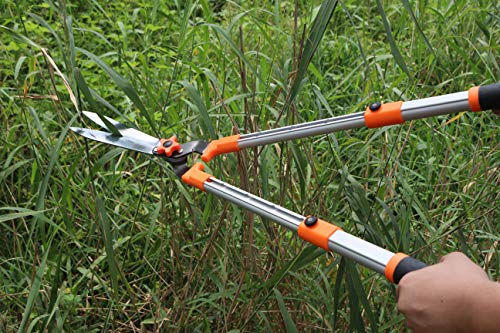 THANOS Hedge Shears,SK-5 Wavy High Carbon Steel Blades,Telescoping Aluminium Lightweight Handle,Pruning Shears,Garden Lopper for Trimming Borders,Boxwood,Pruning Clipper,Grass,Bushes,Loppers