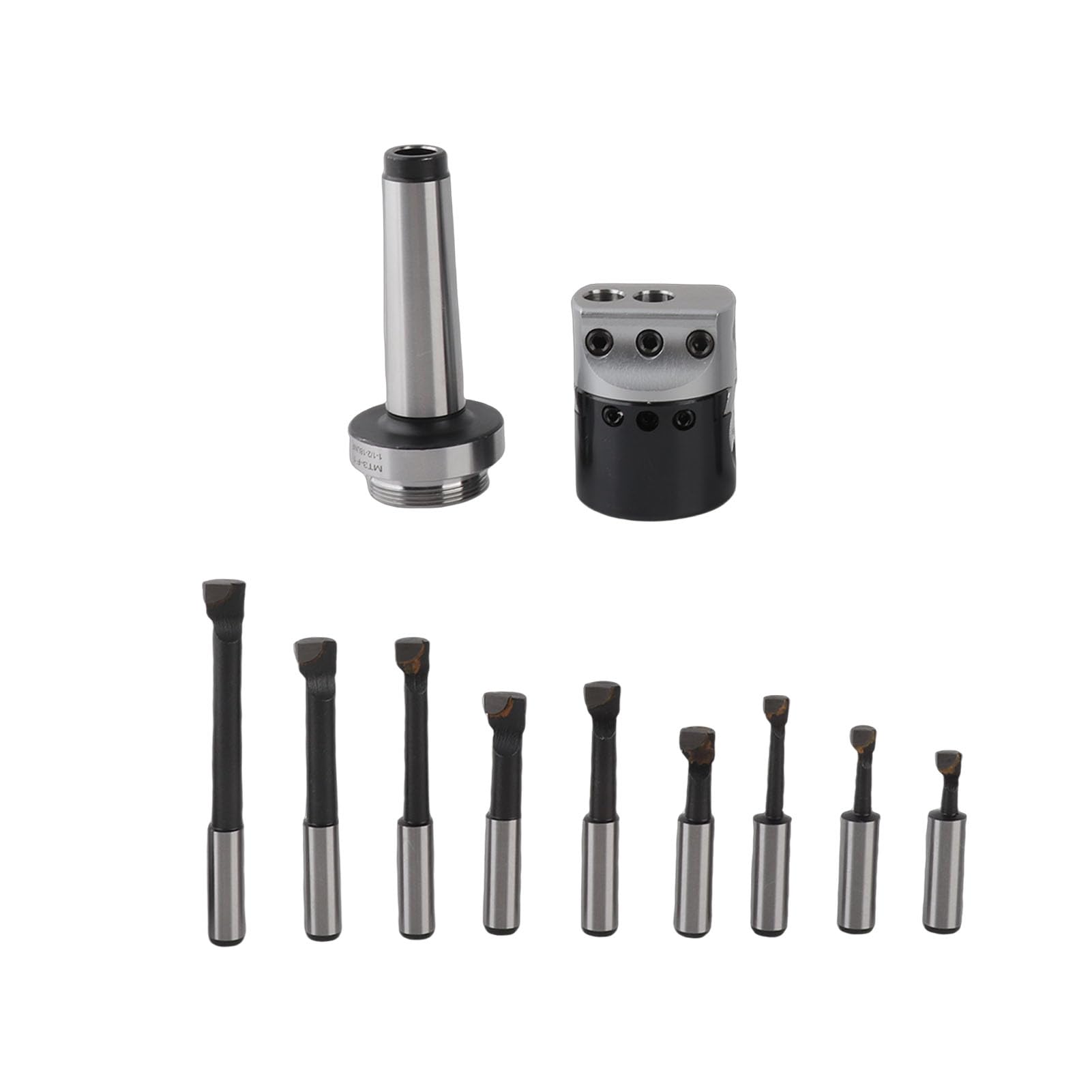 Boring Tool, High Hardness Carbon Steel F1 Boring Head 1-1/2-18UNF Tail Thread M12 MT3 Shank Tail Thread for Machining Inner Hole