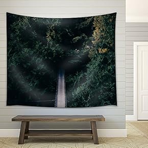 Suspension Bridge Among Thick Woods - Fabric Wall Tapestry Home Decor - 51x60 inches