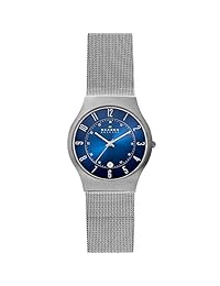 Reloj de cuarzo casual de malla de acero inoxidable y titanio Sundby para hombre Skagen