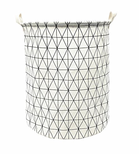 TIBAOLOVER 19.7" Large Sized Waterproof Foldable Canvas Laundry Hamper Bucket with Handles for Storage Bin,Kids Room,Home Organizer,Nursery Storage,Baby Hamper(Geometric Pattern-White) - Thumbnail 6