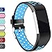 Hotodeal Compatible Charge 2 Band, Classic Soft TPU Adjustable Replacement Accessory Bands Fitness Breathable Sport Strap Small Large Black Blue