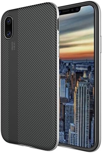 iPhone X Case, AUYOUWEI Hybrid Scratch Resistant Ultra Slim Case Cover Flexible Inner Protection Reinforced Hard Bumper Frame iPhone X/iPhone 10 (2017 (5.8 inch) - Black + Sliver