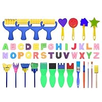 GreatGiftList Kids Art & Craft 47 Pieces Sponge Painting Brushes Kids Painting Kits Early DIY Learning