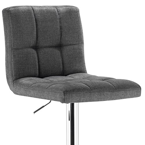 WOLTU Barhocker 2er Set Barstühle Dunkelgrau, Höhenverstellbar, Drehstühle, Küchenstühle mit Rückenlehne und Fußstütze, Robuster Metallrahmen, gemütliche feines Leinen weiche Sitzfläche – Bild 5
