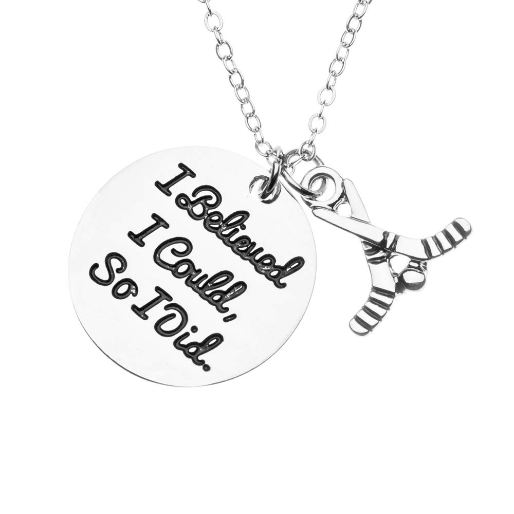 Sportybella Hockey Charm Necklace Girls I Believed I Could So I Did Jewelry Gift for Girl Women Hockey Players