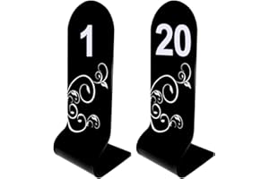 YAMESH Table Numbers 1-20 Double Side White Numbers on L Shape Black Acrylic Wedding Table Numbers