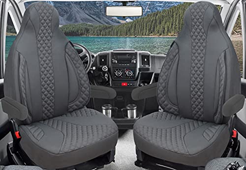 Seat Covers for Drivers and Passengers Compatible with Motorhome Poessl Weinsberg Knaus Adria Dethleffs Fendt Carthago Buerstner Eura Mobile Pilot Laika Kabe Chausson Hobby PL409 (Grey)