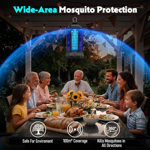 GooQand Bug Zapper, 4500V Retractable Fly Zapper with LED Light, 4000mAh&3 Mode Portable Electric Zapper with Lighting Used for Indoor Outdoor, Camping, Garden, Patio, Fishing