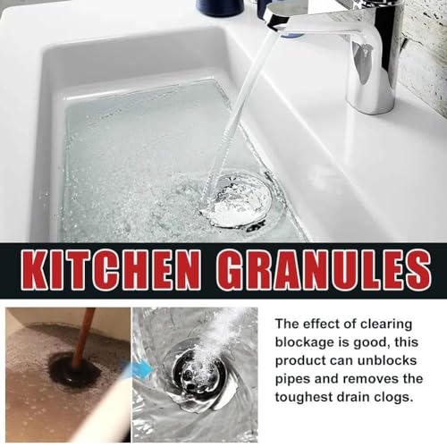 Terrifi Drain Clog Remover, Kitchen Granules Cleaner, Unclogs Grease Or Cooking Oil Blockages, Hair Powerful Cleaner For Clogged Sink, Fast Acting, Safe All Pipes