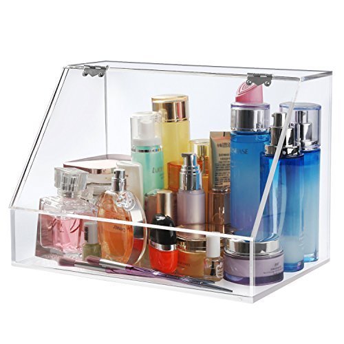 Large Beauty Makeup Organizer With Lid, Transparent Cosmetics Storage Dustproof by Boxalls
