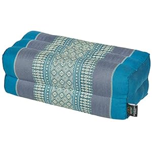 Handelsturm Pillow Block 35x15x10 cm, kapok-filled, Support Cushion for Yoga and Meditation, Traditional Thai Design Blue Tones