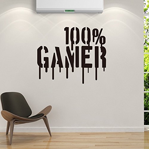 DNVEN Sports Series (26" w x 22" h) 100% Gamer Vinyl Lettering Poster Handmade Wall Decals Teens Boys Room Playroom Vinyl Wall Stickers Vidio Games Quotes (100% Gamer)