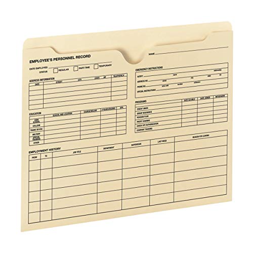 Smead Employee Record File Jacket, Reinforced StraightCut Tab, FlatNo