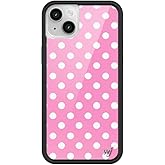 Wildflower Cases - Compatible with iPhone 13/14 | Protective Black Bumper, 6.5ft Drop Test Certified, Women Owned Small Business | Bright Aesthetic Cute Trendy | Polka Dot - Pink and White