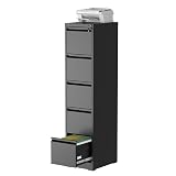 mysteeldepot 5 Drawer Vertical File Cabinet with Lock, Metal Filing Cabinets for Home Office, Heavy Duty File Storage Cabinet for Legal/Letter/A4 Documents, Easy to Assemble, Black