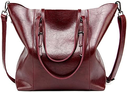 Women Handbags,Handmade Large Leather Top Handle Crossbody Shoulder Tote Satchel Messenger Bags Big Purse For Shopping Travel School (Burgundy)
