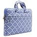 MOSISO Canvas Geometric Pattern Shoulder Bag Compatible with 15-15.6 inch Laptop, Pure Deep Blue Grid