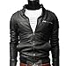Yaheeda Men's Casual Stand Collar Slim PU Leather Motorcycle Rider Faux-Leather Jacket Coat Jacket