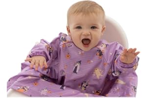 BIBaDO - Long Sleeve Baby Bibs - Babies & Toddlers 6-36 Months - Coverall Baby Led Weaning Bib - Easy Wipe, Soft & Waterproof