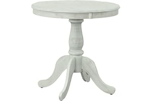 Carolina Chair & Table Fairview Round Dining Table – Classic American Style Furniture, Seats 2-4 Person Wooden Top Pedestal Base Table for Kitchen or Dining Room(Whitewash, 30")