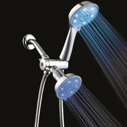 Ana Bath LSS3010CCP 4 Inch 3 Function 3 Color Changing LED Shower Head Combo 2-in-1 Dual Shower System w/ BRASS CONNECTORS & BALL JOINT, Chrome Plated