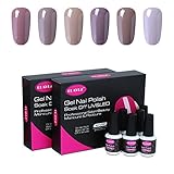 CLAVUZ 6pcs Gel Nail Polish Set Nude Blue Red Wine Gelish Color Collection Soak Off Gel Nail Lacquer Nail Art Manicure High-gloss 8ml New Starter Gift Kit