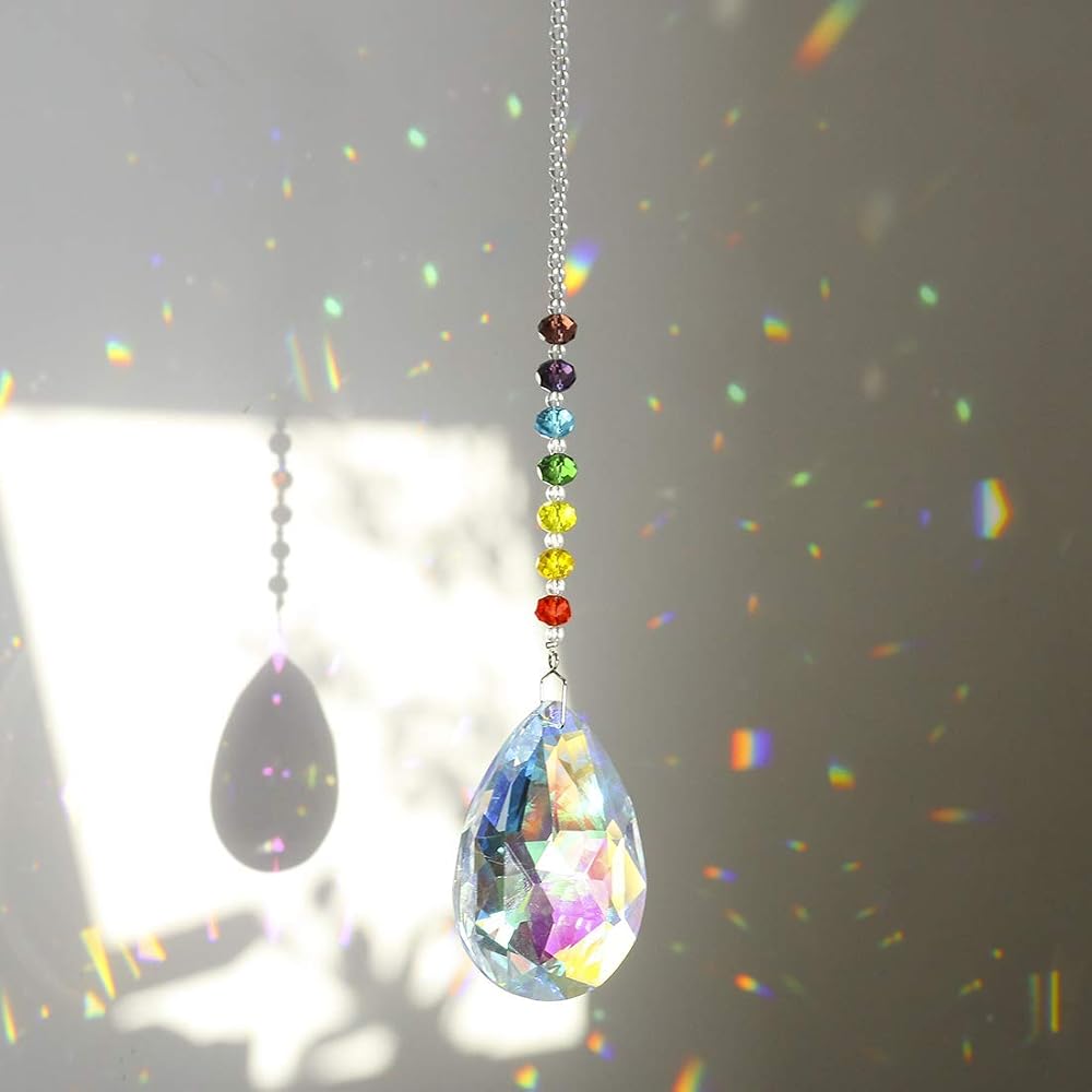 H&D Chakra Crystal Rainbow Suncatcher 76mm Bauhinia Prism Ornament