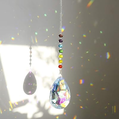 H&D Chakra Crystal Rainbow Suncatcher 76mm Bauhinia Prism Ornament
