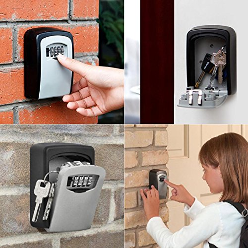 Key Lock Box,Key Storage Lock Box,4-Digit Combination Key Security Box,Key Lock Box for Outdoor Wall Mounted Lock Box,Resettable Code - Thumbnail 5