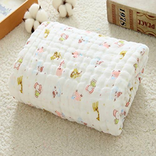 Muslin Swaddle Baby Blankets Swaddling 100% Cotton Swaddle Wrap for Newborn Babies 6 Layer Bath Towel Blanket Baby Bedding (Giraffe&Elephant)