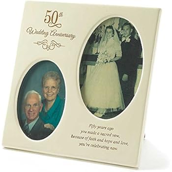 Dicksons 50th Wedding Anniversary Oval Double Picture Resin Stone Picture Frame