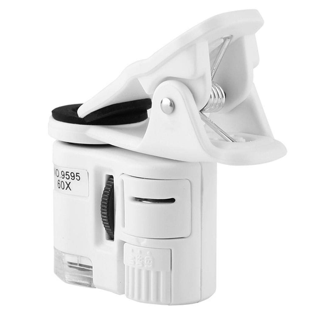 LIOPIO Clip-type Microscope 60X Magnification LED Light Mobile Phone Magnifier Lens Attachments