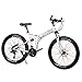 Ibiky 26 Inch Folding Full Suspension 21 Speed MTB Shimano Gear Mountain Bike Steel Frame Dual Disc Brake (White Grey)thumb 2