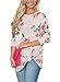 Dokotoo Womens Casual 3 4 Sleeve Floral Print Knot Blouses Tops and Shirts