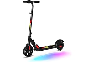 ANHAO E9PRO Electric Scooter for Kids 6-12 Years Old, Foldable Kids Electric Scooter with Rainbow Light, LED Display, Adjustable Speed and Height, Maximum Loading 110 lbs.