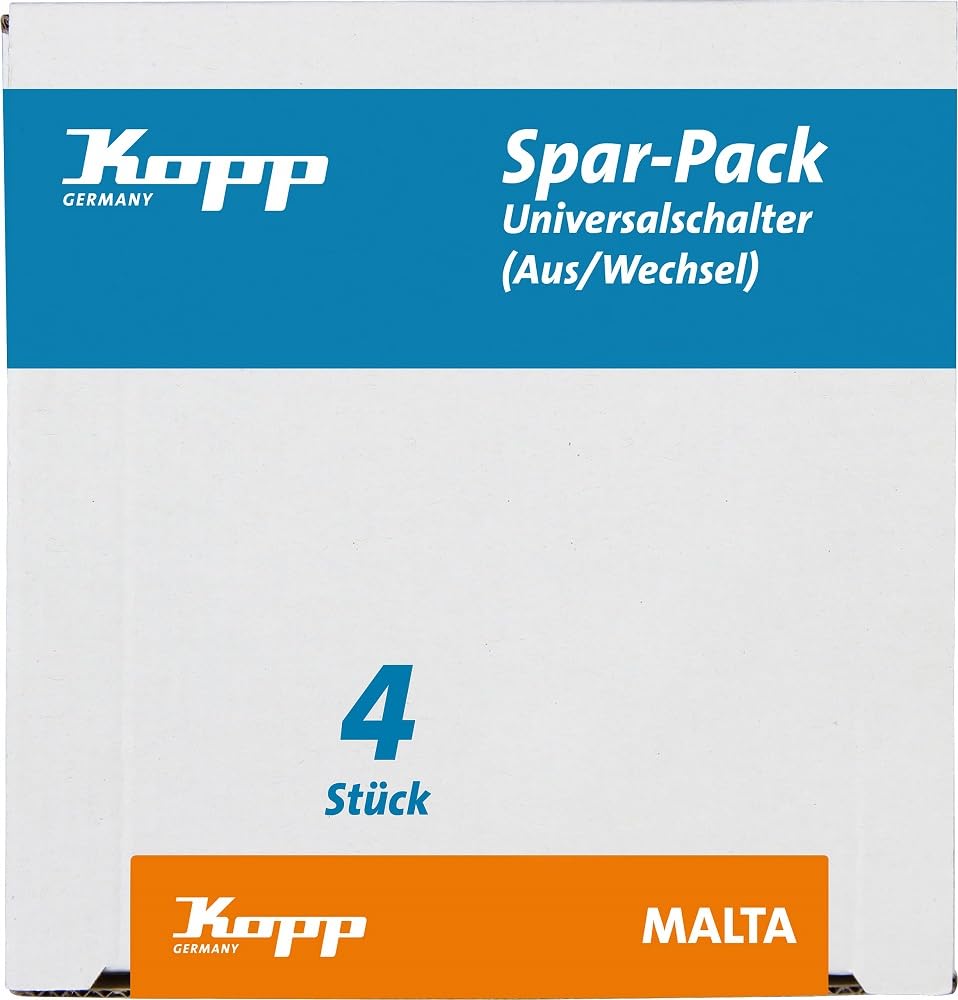 Kopp Malta 622615059 Professional Pack Consisting of 4 Universal Switches (Circuit Breakers and Toggle Switches) Silver Anthracite