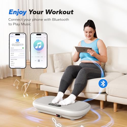 MERACH Powerful Vibration Plate Exercise Machine for Weight Loss and Shaping, 13 mm Large Amplitude, 200 kg Weight Capacity, Silicone Pedal, Built-in Bluetooth Speaker