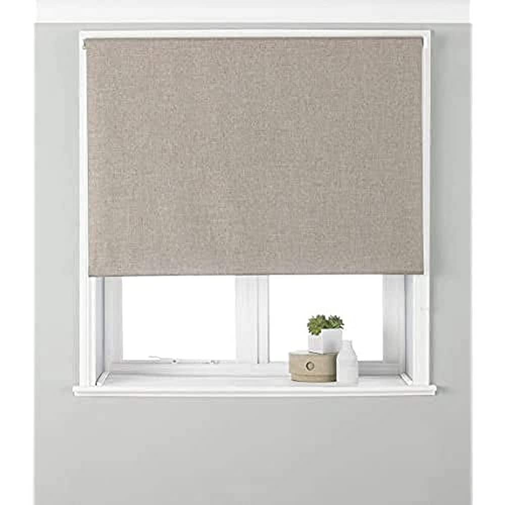 Riva Home Eclipse Blackout Roller Blind, Polyester, Natural, 61 x 162cm