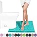 Yimobra Toilet Rug U Shaped Washable 24x20 Inch - Ultra Soft Absorbent Chenille Bath Rugs for Toilet, Quick Dry & Machine Washable, Non Slip Contour Bathroom Mat, Lake Blue