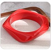 ROSASUENO Chunky Acrylic Resin Statement Bangle Bracelet for Women Trendy Amber Wide Open Bracelet Fashion Punk Large Wrist Accessories